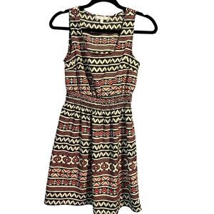 Delia's Size Small Geometric Striped Sleeveless Dress Navy Pink Tan Lightweight